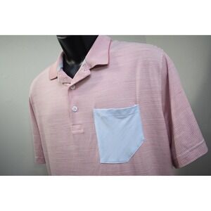 PUMA Golf Polo Striped Short Sleeve Performance Wicking Front Pocket Mens XL